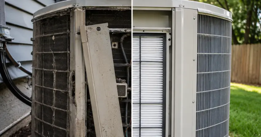 before and after air conditioning repair service Winnipeg