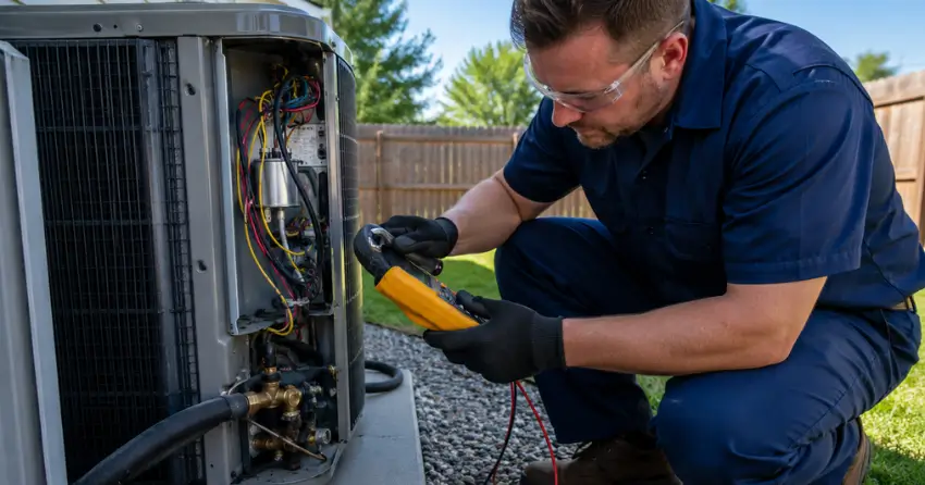 HVAC technician performing air conditioning repair near me in Winnipeg