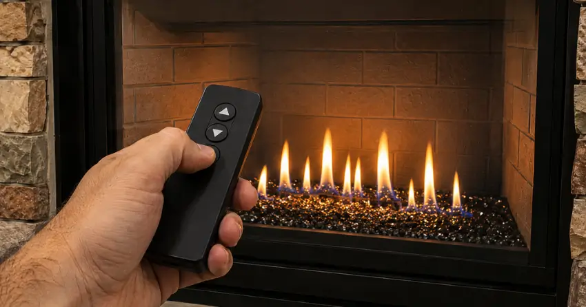 fireplace remote control repair completed technician testing gas fireplace Winnipeg
