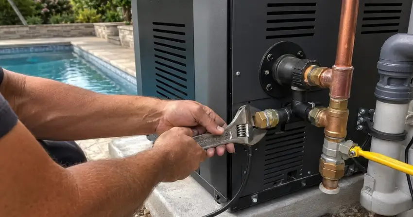 pool heater installation gas line connection Winnipeg