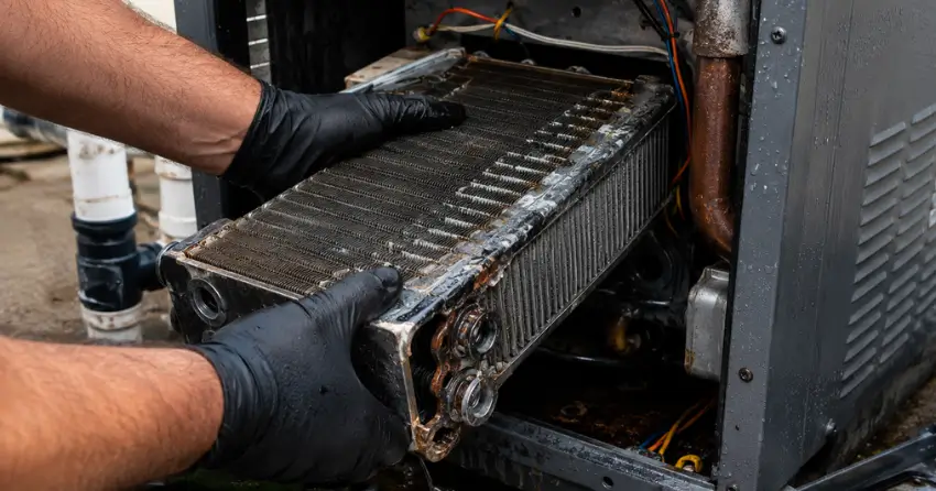 pool heater leak repair heat exchanger replacement Winnipeg