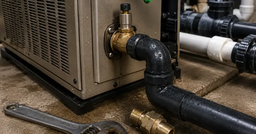 pool heater leak repair completed operational test Winnipeg