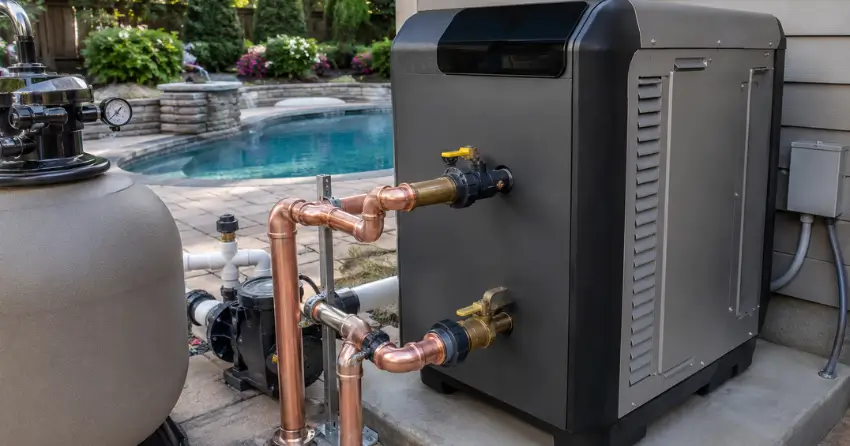 pool heater installation plumbing connection in Winnipeg