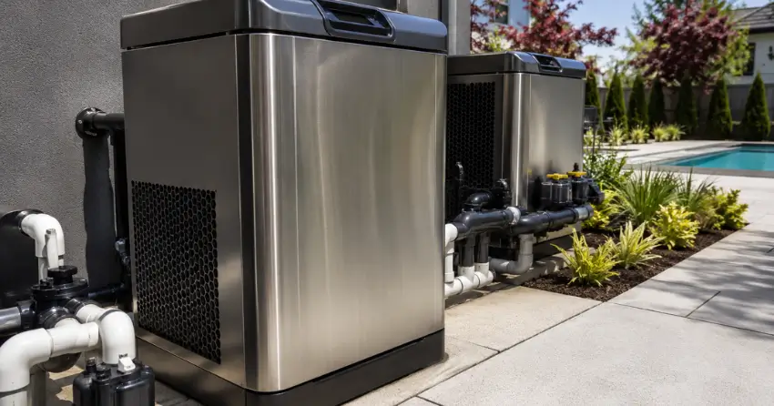 pool heaters outdoor installation finished view Winnipeg
