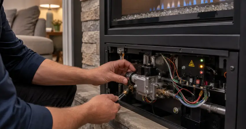 propane fireplace warning signs diagnostic Winnipeg