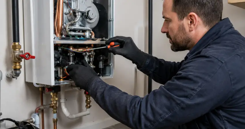 Ontario Gas Services licensed technician completing tankless water heater repair Winnipeg