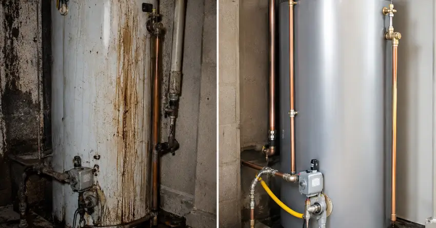 before and after water heater repair Winnipeg